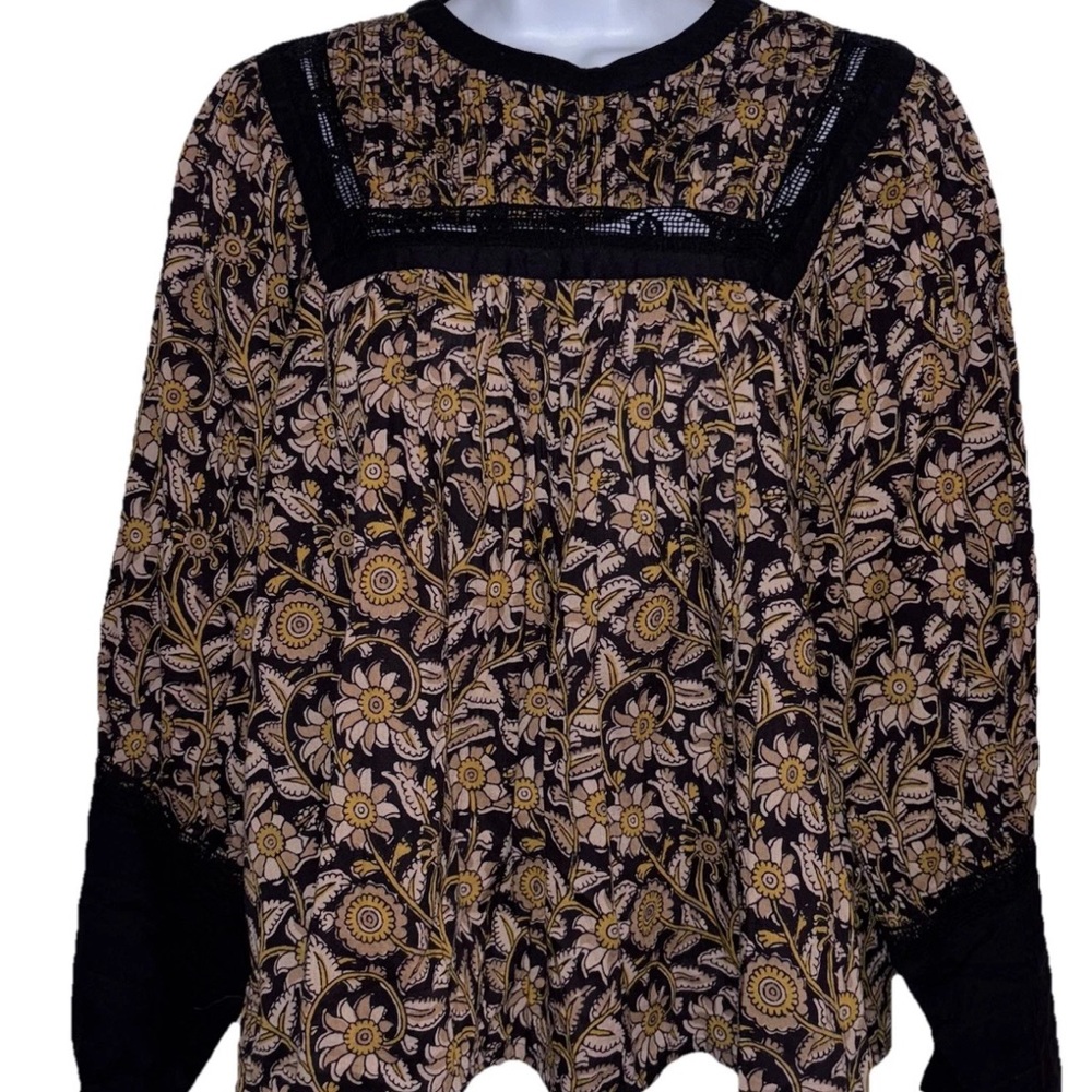 Anthropologie Cleobella Rafia Blouse Women’s Sz M Balloon Sleeves Peasant Boho - Picture 14 of 15